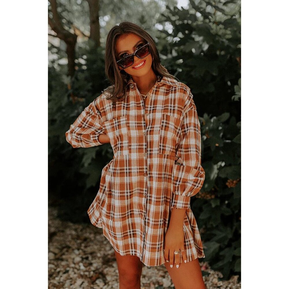 Impressions Toffee Kisses Flannel Dress In Camel